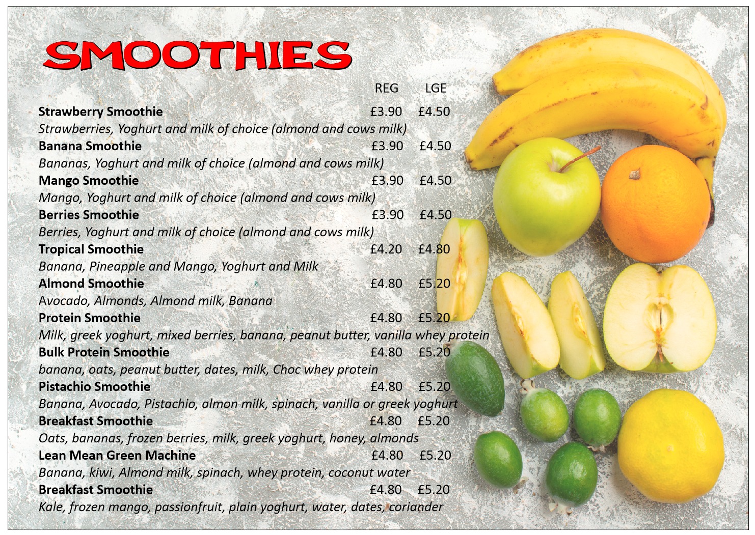 Juicy Vibes Ltd | Menu