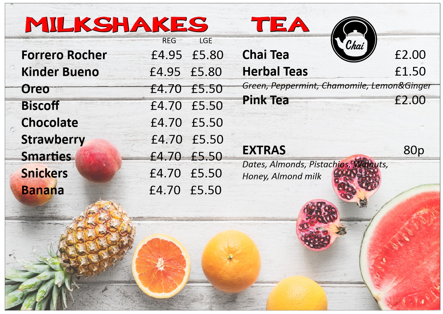 Juicy Vibes Ltd | Menu